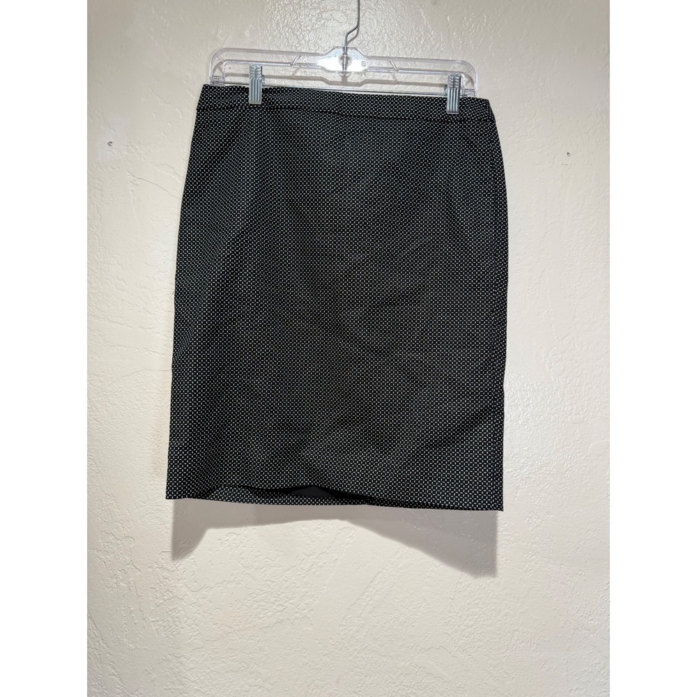 Liz Claiborne Career Black White Geometric Dash Print Pencil Skirt Womens Size 4